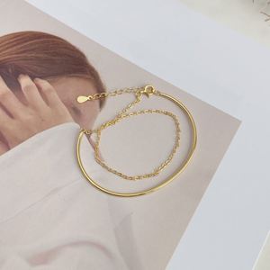 Dylam in Stock No Moq Minimalist Design Rhodium 18K Gold Plated 925 Sterling <b>Silver</b> Layer Link Chain <b>Bracelets</b> & <b>Bangle</b> - Product Image 2