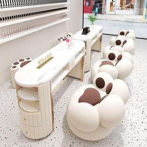 Nuevo Set de Sillas Modernas de Metal para Manicura, Diseño Simple de Garra de Oso, Mesa Individual o Doble, en Acabado Madera de Arce, Dorado o Mármol - Product Image 3