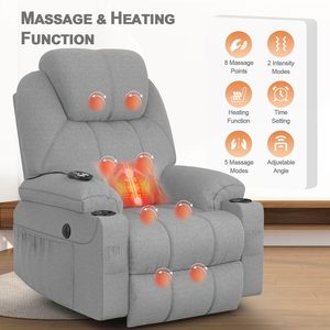 <span class=keywords><strong>Fauteuil</strong></span> inclinable électrique avec fonction de levage assisté, 8 points de massage, chauffant, gris, pour personnes âgées - Product Image 5