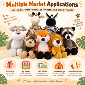 Juguetes de Peluche de Animales de la Selva Personalizados, León, Zorro, Mono, Mapache, Perro, 25cm 35cm, OEM ODM, Proveedor Mayorista de Regalos, Fabricante - Product Image 5