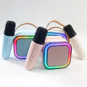 Mini Portable Wireless Blue tooth Speakers K12 RGB LED Light With Handheld Karaoke Mic Music Player