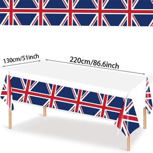 Union Jack Disposable <b>Tablecloth</b> 130x220cm Printed <b>Plastic</b> Sheet Party Decor Outdoor Picnic Use - Product Image 5