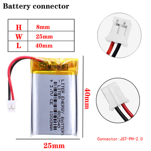 3.7V 1000mAh 802540 Polymer Lipo li pin lithium cho điện thoại E-book iPod xách tay với 2pin PH 2.0 mét kết nối - Product Image 5
