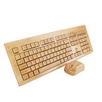 Ensemble clavier et souris multimédia sans fil USB en bambou