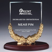 Médaille et trophée en cristal en forme d'épi de blé, personnalisés, commémoratifs pour les entreprises, réunion annuelle, chambre de commerce, logo Orient Masters, Chine