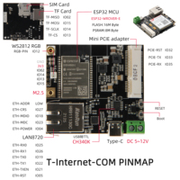 Carte de développement LILYGO T-Internet-COM ESP32 Wifi Bluetooth avec module Ethernet T-PCIE IOT, fonctionnalités de carte SIM et de carte TF