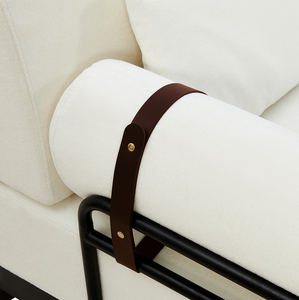 Modern Loveseat <b>Sofa</b> Set 2-Seater with Flexible USB Ports Cylindrical Armrests Corduroy Wood Legs-Apartment & Villa Living Room - Product Image 6