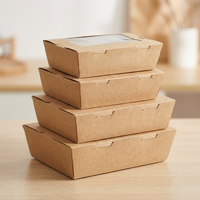 Boîte en papier kraft jetable avec fenêtre pour l'emballage de plats à emporter