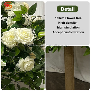 LEDA Custom Indoor Wedding Decor White Yellow Roses Wisteria <b>Artificial</b> Flower <b>Tree</b> for Wedding - Product Image 2