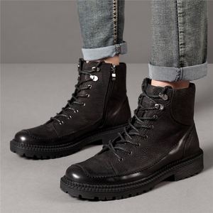 Botas de Tobillo Retro para Hombre de Alta Calidad, Impermeables, Forradas con Cuero Genuino, Cálidas, para Nieve, Uso en Exteriores, Antideslizantes, para Verano, Otoño e Invierno - Product Image 3