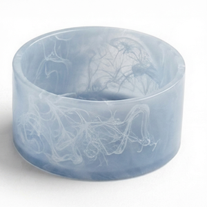 Tazón de Ensalada Moderno de Resina Azul con Diseño en Espiral, Plato para Servir Frutas, Vajilla de Cocina, Acabado Artesanal de Alta Calidad - Product Image 1