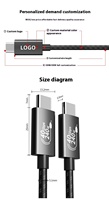 Thunderbolt4 Kabel pengisian daya Cepat Tipe C ke USB-C 40Gbps, kompatibel untuk Thunderbolt 4/3.2/3.0 untuk tampilan Monitor