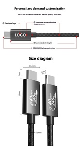 Thunderbolt4 Loại C để USB-C 40gbps dữ liệu sạc nhanh kabel Tương thích cho Thunderbolt 4/3.2/3.0 cáp cho màn hình hiển thị - Product Image 4