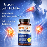 Aceite de Pescado Omega 3 3600mg, Cápsulas Blandas de Máxima Potencia, 1200mg EPA, 900mg DHA, Apoyo para el Corazón y el Cerebro, OEM