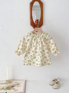 春の女の子フリルフラワートップベビー長袖ロータスカラーTシャツフローラルベースシャツドールカラートップ - Product Image 4