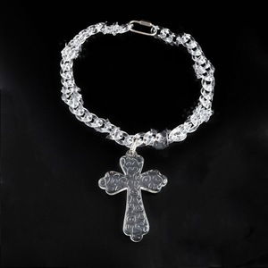 Grand collier pendentif <span class=keywords><strong>croix</strong></span> de jésus personnalisé pour femmes bijoux chrétiens en acrylique transparent <span class=keywords><strong>avec</strong></span> chaînes cubaines plaquées or - Product Image 1