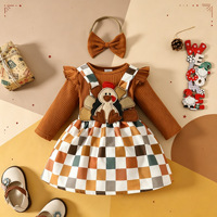 Ensemble 3 pièces pour bébés filles : jupe à bretelles et haut à manches longues, en coton respirant, style européen et américain, origine Hubei, collection printemps