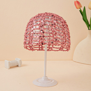 Bonnet en maille rayée en coton pour femme, filet à cheveux en crochet, snood, couvre-chef de nuit et turban enveloppant - Product Image 5