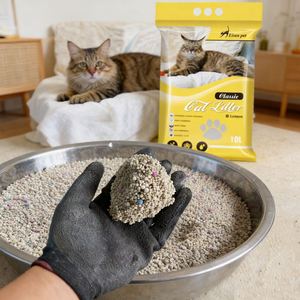 Fournisseur d'usine OEM ODM Litière pour chat en charbon actif, sable sphérique à forte agglomération, 99% sans poussière, hautement adsorbant, contrôle des odeurs - Product Image 1