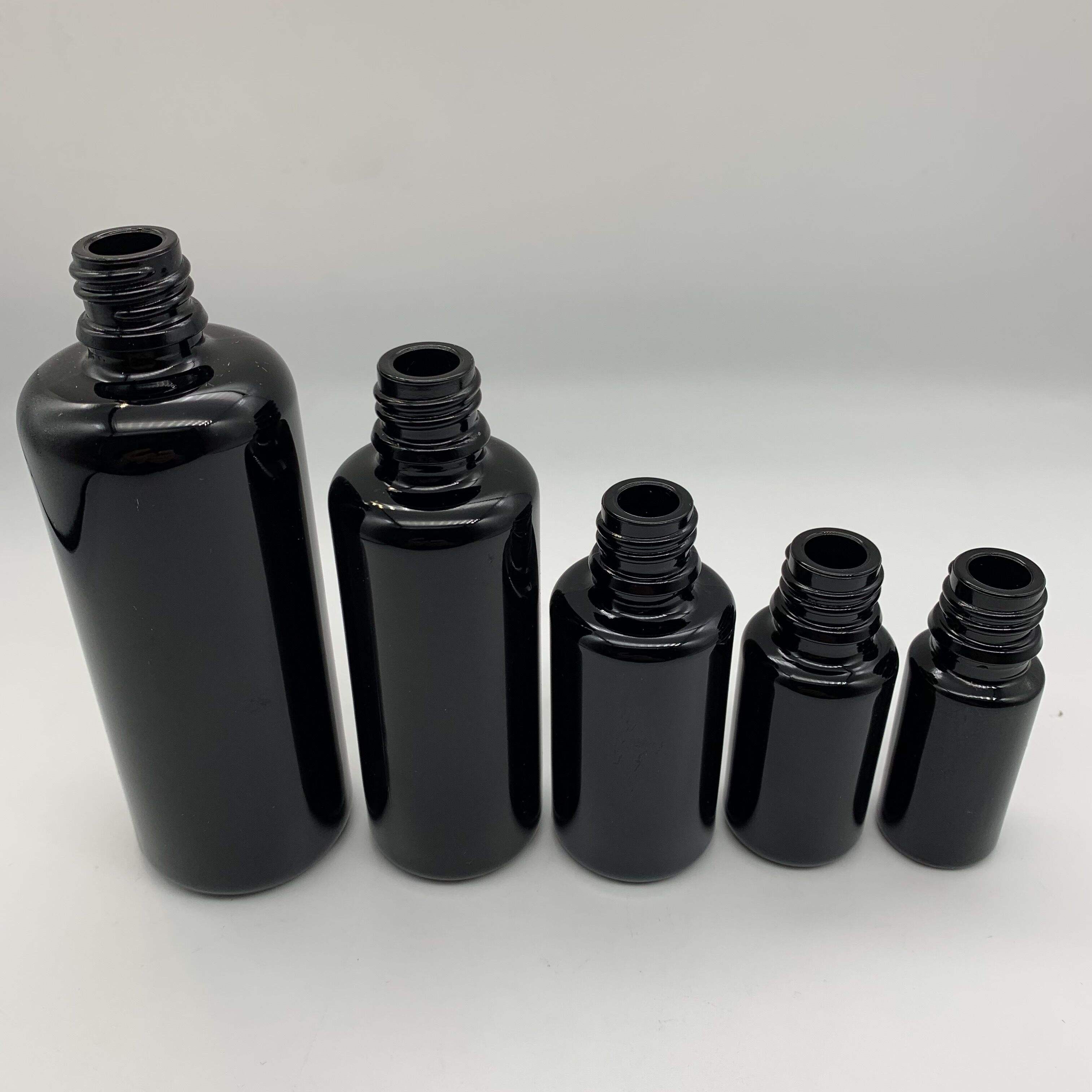 10毫升黑色玻璃瓶空滴管玻璃瓶圆形平肩可重复填充液体滴管按摩油
