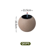 Pot de fleurs rond en plastique PP doré, finition sablée, mèche d'auto-arrosage, décoration de bureau intérieure pour plantes succulentes.
