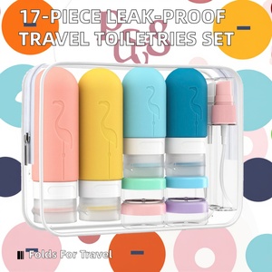 ชุดอุปกรณ์จ่ายของใช้ในห้องน้ำแบบพับได้ซิลิโคนพกพา PERFOSO 17 ชิ้น ป้องกันการรั่วซึม ขนาดพกพา เติมได้ สำหรับแชมพูและครีมนวดผม - Product Image 2