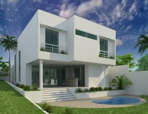 modern style white prefabricated house with low cost