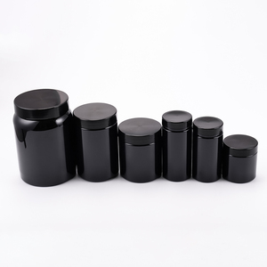 Custom Round Black Plastic Jars With Lids PET Container for Food Protein powder Cans Travel Plastic PET Bottle Storage Jars