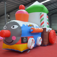 Train gonflable commercial de Noël 5x2.8M, château gonflable, aire de jeux gonflable pour enfants, idéal pour la location de fêtes
