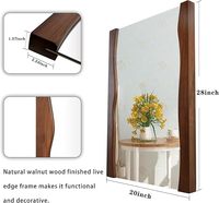 Tanmicoshomy 20x28 Inch Asymmetrical Live Edge Wood Framed Rectangle Mirror for Bathroom Bedroom Living Room or Entryway