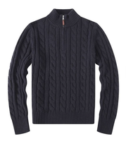 Pull d'hiver personnalisé pour homme 100% coton avec logo brodé, fermeture éclair et col brodé Logoza, tricot torsadé