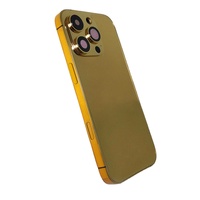 Étui de téléphone de luxe plaqué or pour iPhone 16 Pro Max Series, cadre doré avec gravure de diamants, logo personnalisable en option
