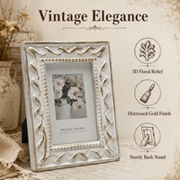Cadre photo vintage à motifs ornés, finition vieillie, 4x6 pouces, pour table, vertical ou horizontal, décoration intérieure