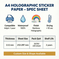 Papier autocollant holographique imprimable imperméable Topa, séchage rapide, jet d'encre, laser, vinyle arc-en-ciel, promotion, cadeau, artisanat