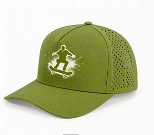OEM Wholesale Custom 5 Panel Unisex Polyester Baseball Cap Laser Cut Hole High Performance Sport Golf Hats - Product Image 3