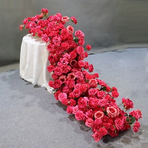 Factory Custom Artificial Rose <b>Table</b> Runner White Wedding <b>Decor</b> <b>Table</b> Runner Banquet Event <b>Decoration</b> - Product Image 2