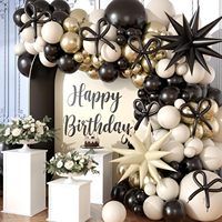 Kit d'arche de ballons en guirlande noir et blanc avec ballons étoiles pour décorations de mariage, de baby shower et d'anniversaire (vente en gros)