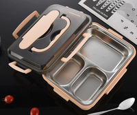 Boîte à lunch isotherme en acier inoxydable 304, compartiment carré, boîte bento pour étudiants, employés de bureau, compatible micro-ondes
