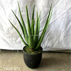 Venta al por mayor <span class=keywords><strong>de</strong></span> Aloe <span class=keywords><strong>Vera</strong></span> Artificial planta en maceta hecha a mano verde falso bonsái interior hogar Oficina escritorio decoración planta - Product Image 3