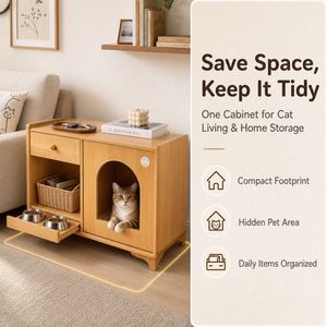 Table d'appoint en bois pour chat, meuble de rangement multifonctionnel pour humains et animaux, table de chevet pour animaux - Product Image 3