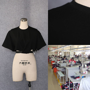 Top de manga corta extragrande de algodón puro con nudo personalizado para mujer, producción OEM, directo de fábrica - Product Image 1