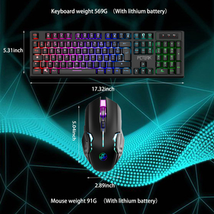 PCTENK XD82R Clavier et souris de jeu sans fil professionnels Combo Mini rétroéclairage arc-en-ciel étanche 4800 DPI Ensemble de bureau pour joueurs - Product Image 5