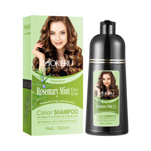 100% Cobertura de cabello gris de larga duración 500ml Champú de tinte de cabello a base de hierbas permanentes en Fórmula de crema sin amoníaco de menta de Romero - Product Image 3