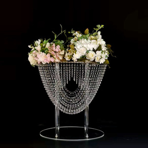 Soporte de Flores de Acrílico Transparente con Cuentas de Cristal, Centro de Mesa para Bodas, Candelabro, Florero, Exhibidor para Eventos y Fiestas, Venta al Por Mayor - Product Image 3