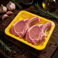 Barquette d'emballage jaune en PET de qualité alimentaire, haute barrière, scellable, pour poitrine de poulet/viande de bœuf/poulet, compatible MAP