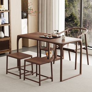 Dazhang Jiaju Chinese Style <b>Walnut</b> Wood Tea <b>Table</b> 120x60cm Handmade Zen Kung Fu Tea Set For Home Balcony Use - Product Image 4