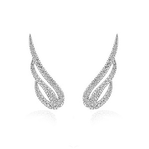 Orecchini a perno con ali d'angelo per donna, semplici orecchini a piuma, gioielli alla moda per tutti i giorni - Product Image 2