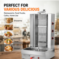 Machine à shawarma rotative automatique, grill vertical à gaz, 3 plateaux, pour doner kebab et gyros, idéale pour les food trucks