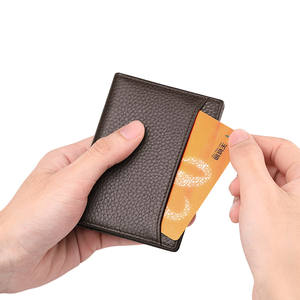 Porta carte Super sottile in morbida pelle nera Mini <span class=keywords><strong>portafoglio</strong></span> da <span class=keywords><strong>uomo</strong></span> per carte di credito e carta d'identità da <span class=keywords><strong>uomo</strong></span> - Product Image 4