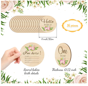 Panneau rond en bois Crafts Baby Milestone Cards Shooting Props Home Decoration - Product Image 3